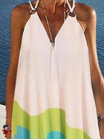 Sling Multicolor V-neck Long Dress