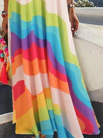 Sling Multicolor V-neck Long Dress