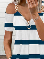 Striped Print Off-shoulder Suspender Dress