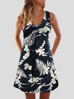 Summer V Neck Sleeveless Print Mini Dress