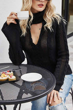Florcoo Sexy Hollow Turtleneck Sweater