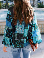 Women's Blouses Bohemian Printed Bubble Long Sleeve Blouse