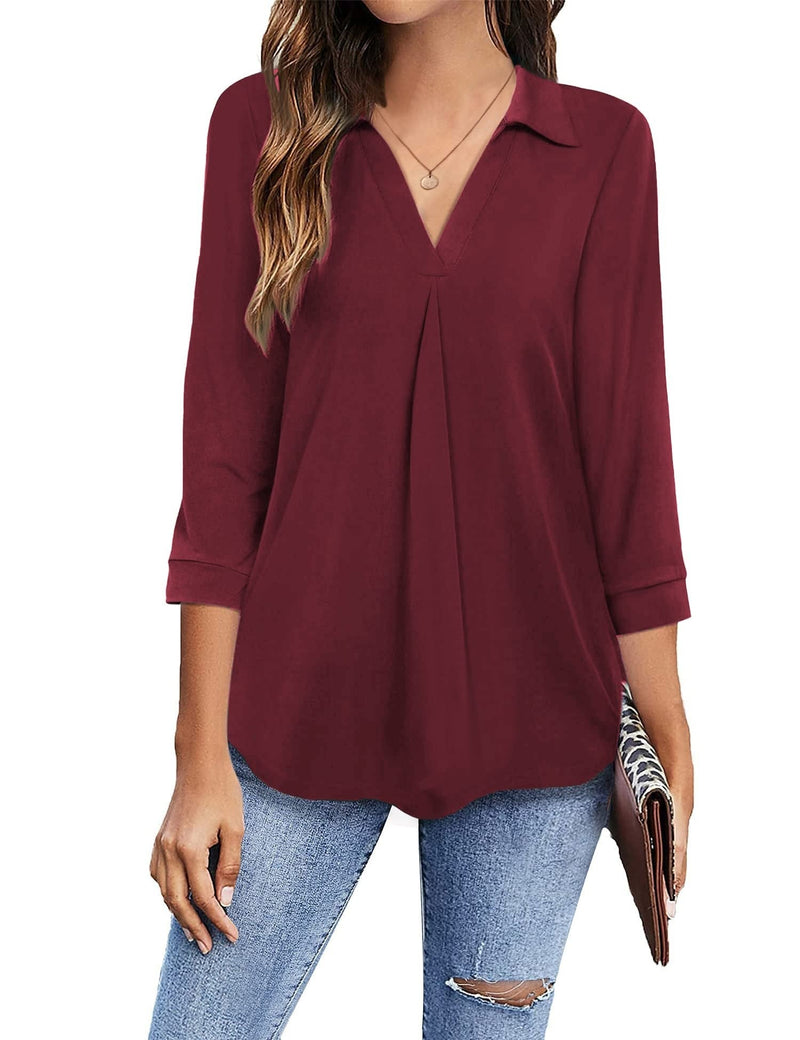 Women¡¯s Blouses Collared V Neck Casual Loose Blouse