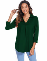 Women¡¯s Blouses Collared V Neck Casual Loose Blouse