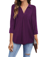 Women¡¯s Blouses Collared V Neck Casual Loose Blouse