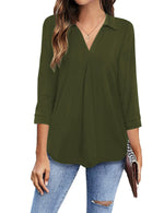 Women¡¯s Blouses Collared V Neck Casual Loose Blouse