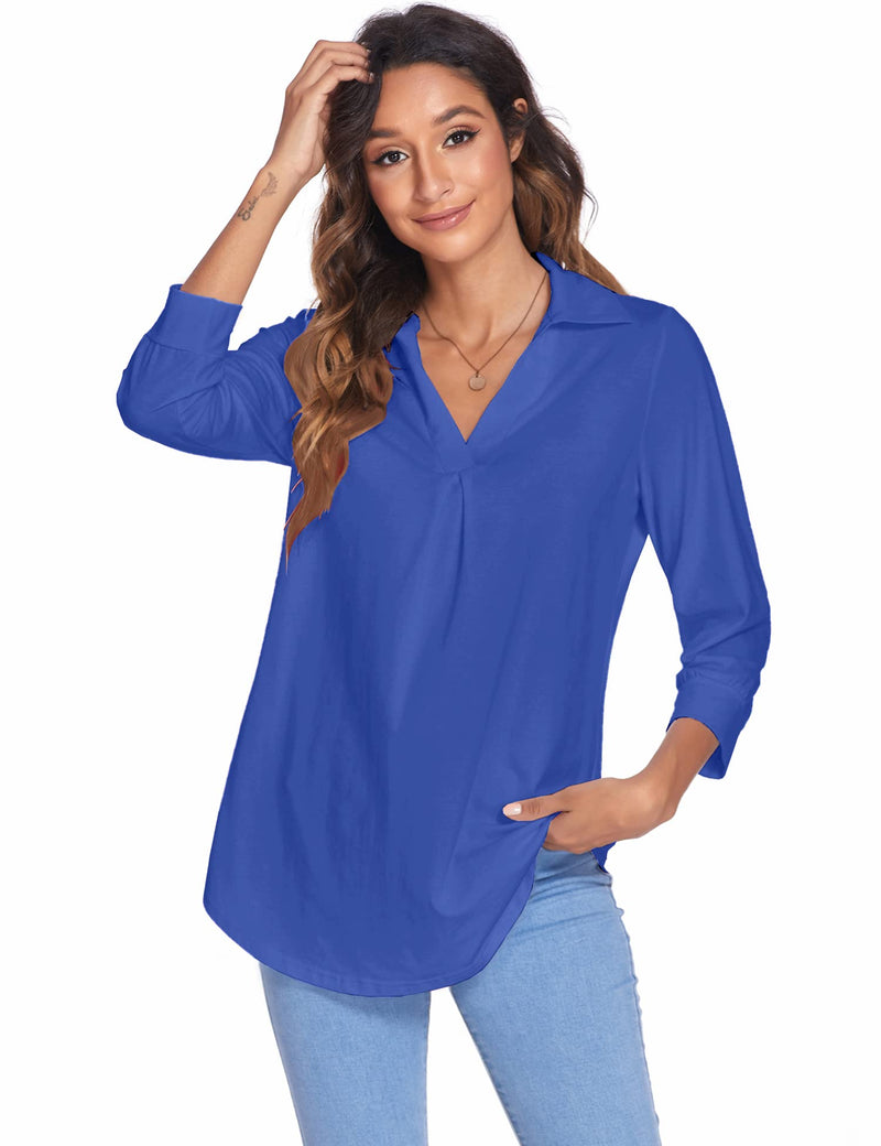 Women¡¯s Blouses Collared V Neck Casual Loose Blouse