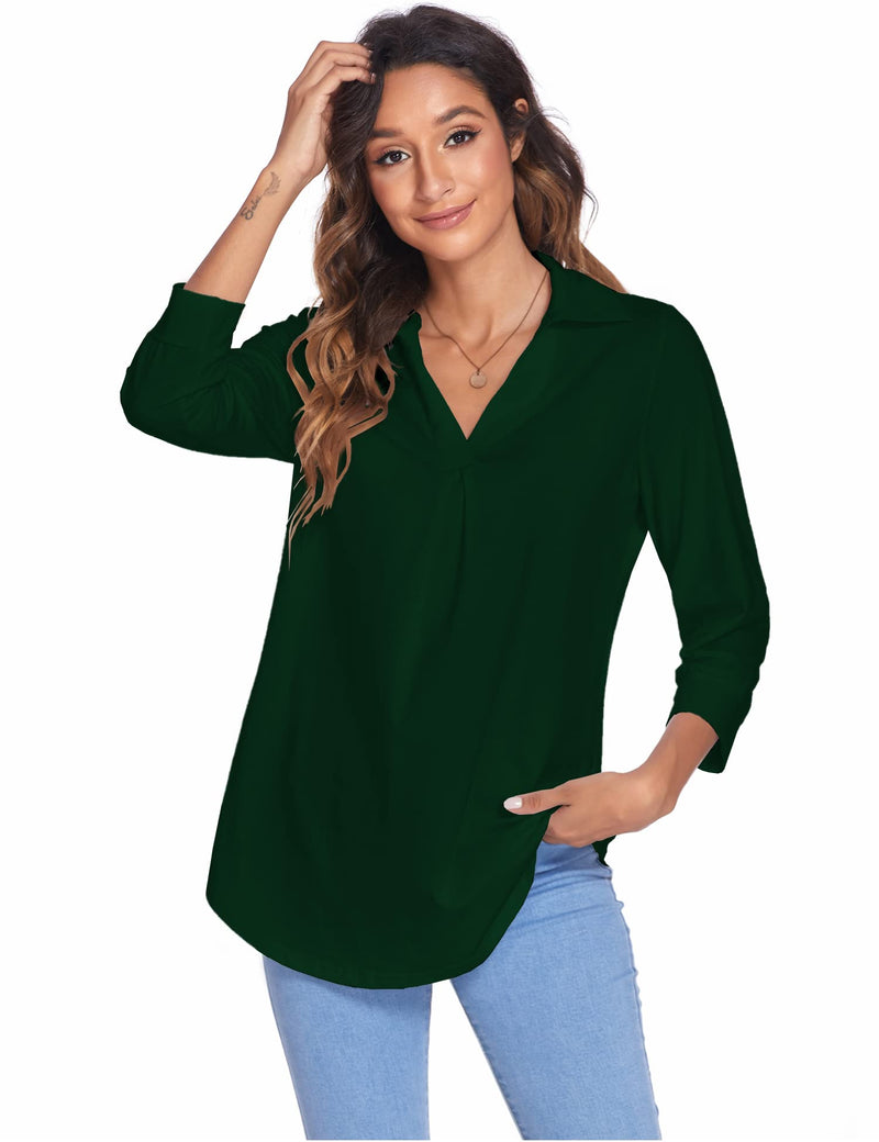 Women¡¯s Blouses Collared V Neck Casual Loose Blouse