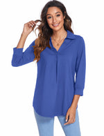 Women¡¯s Blouses Collared V Neck Casual Loose Blouse