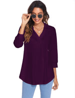 Women¡¯s Blouses Collared V Neck Casual Loose Blouse