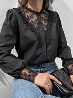 Women's Blouses Lace Single-Breasted Balloon Sleeves Blouses