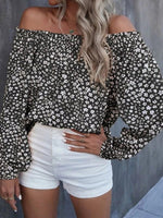 Women's Blouses Printed One-Shoulder Long Sleeve Blouse