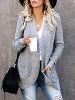 Women's Cardigans Curved Placket Pockets Sweater Cardigan