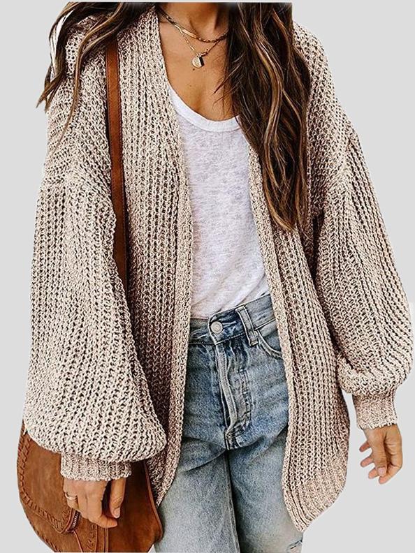 Women's Cardigans Loose Solid Long  Sleeve Sweater Cardigan