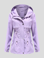 Women's Coats Zip Drawstring Outdoor Rainproof Hooded Coat