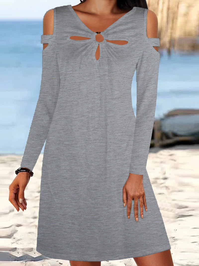 Women's Dresses Casual Hollow Off Shoulder Long Sleeve Dress