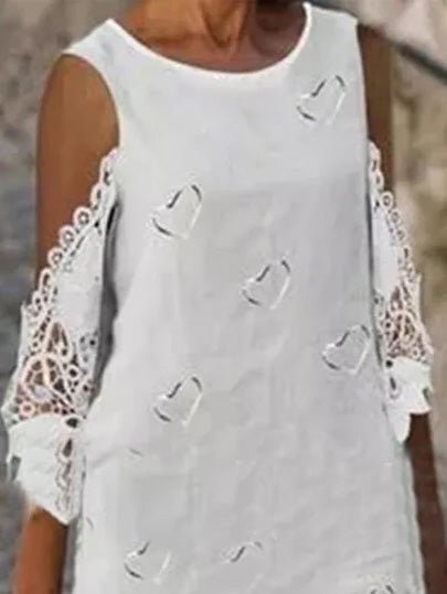 Women's Dresses Heart Print Off Shoulder Lace Sleeve Dress