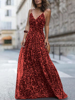 Women's Dresses Leopard V-Neck Sling Bare Back Dress