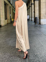Women's Dresses Loose One-Shoulder Lace-Up Bow Dress