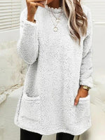 Women's Dresses Plush Crew Neck Pocket Long Sleeve T-Shirt Dress