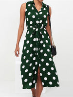 Women's Dresses Polka Dot Print Lace-Up Sleeveless Shirt Dress