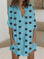 Women's Dresses Polka Dot Print Shirt Collar Pocket Dress