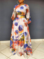 Women's Dresses Round Neck Abstract Print Maxi Dress
