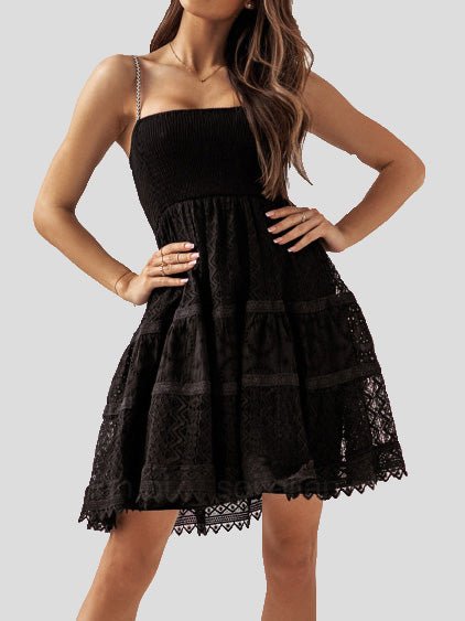 Women's Dresses Sling Lace Panel Sleeveless Mini Dress