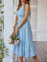 Women's Dresses Sloping Shoulder Floral Print Midi Dress
