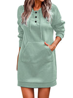 Women's Dresses Solid Knitted Hooded Sweatshirt Mini Dress