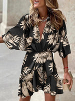 Women's Dresses V-Neck Doll Sleeve Ruffle Dress