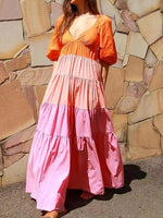 Women's Dresses V-Neck Multicolor Printed Short Sleeve Dress