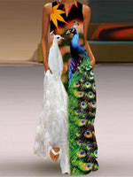 Women's Dresses V-Neck Print Sleeveless Maxi Dress