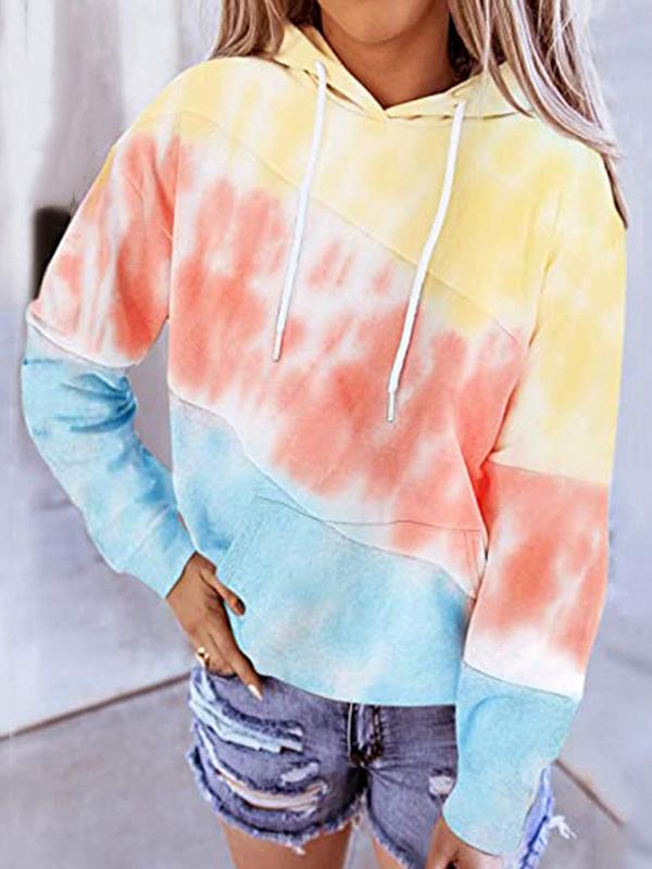 Women's Hoodies Panelled Drawstring Long Sleeve Hoodie