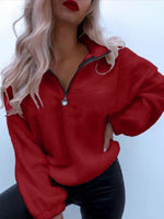 Women's Hoodies Zip Long Sleeve Lapel Plush Sweatshirt