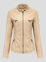 Women's Jackets Hooded Zipper Detachable Pu Leather Jacket