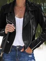 Women's Jackets Lapel Long Sleeve Zipper Short Jacket