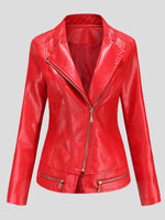 Women's Jackets Lapel Zipper Pu Jacket Small Jacket