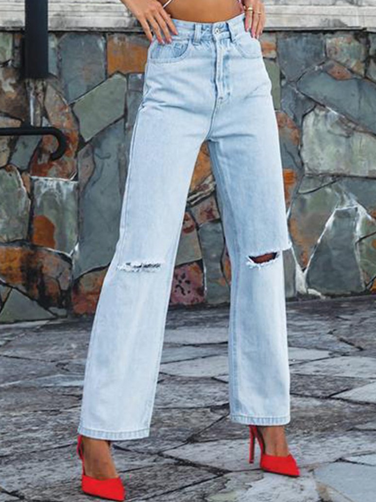 Women's Jeans Fashion Ripped High Waist Jeans