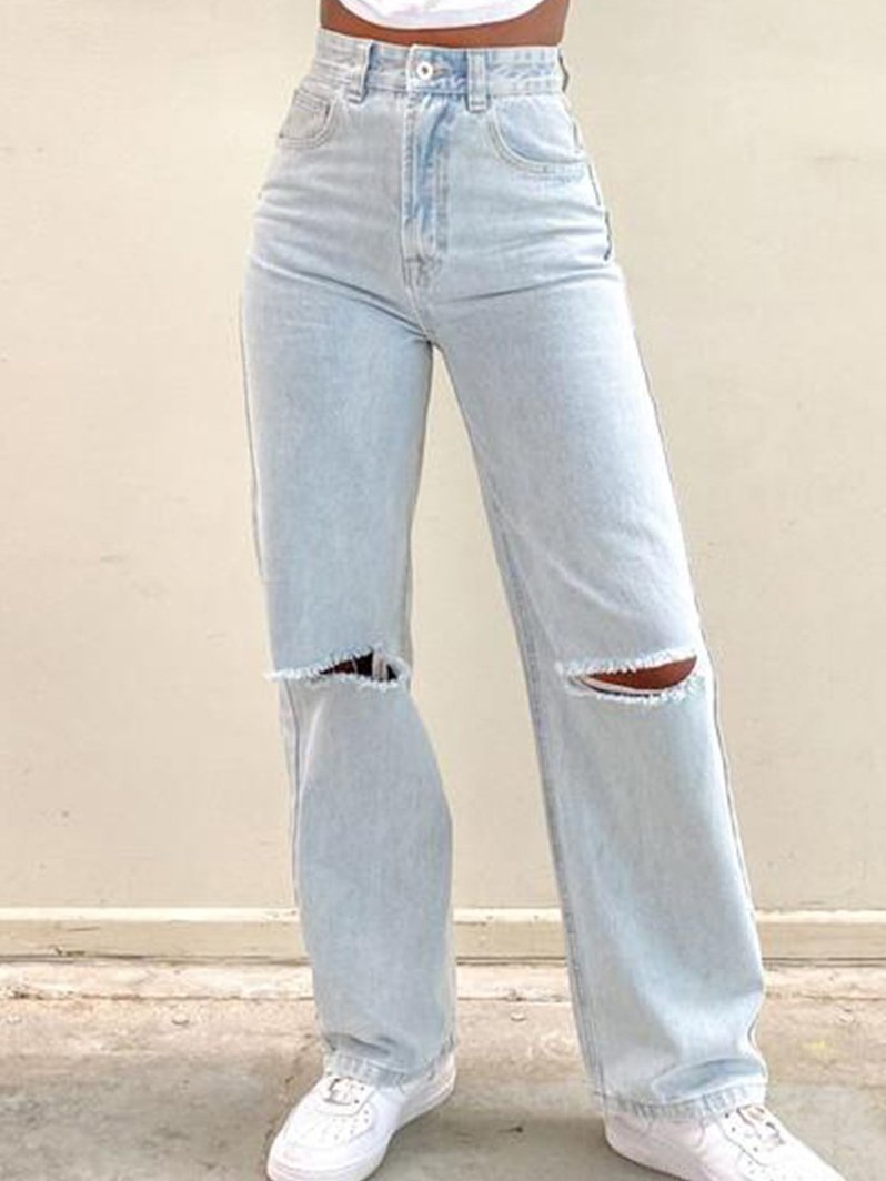 Women's Jeans Fashion Ripped High Waist Jeans