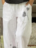 Women's Pants Casual Printed Cotton Linen Pocket Pants