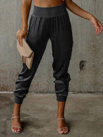 Women's Pants Elastic Waist Pocket Casual Pants