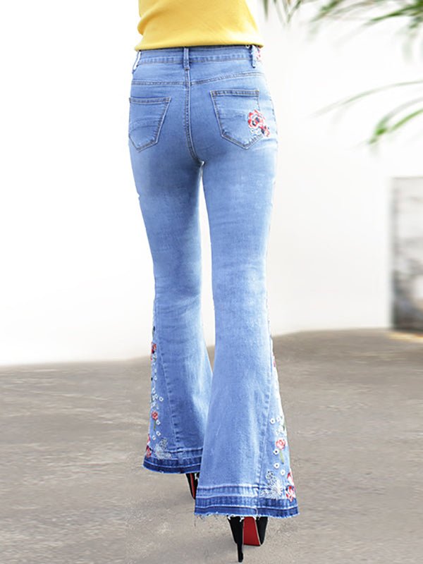 Women's Pants Embroidered Denim Flared Jeans