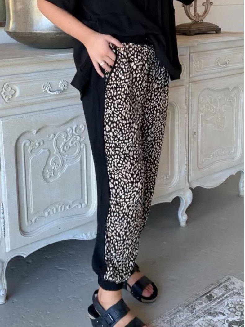 Women's Pants Leopard Print Stitching Harlan Casual Trousers