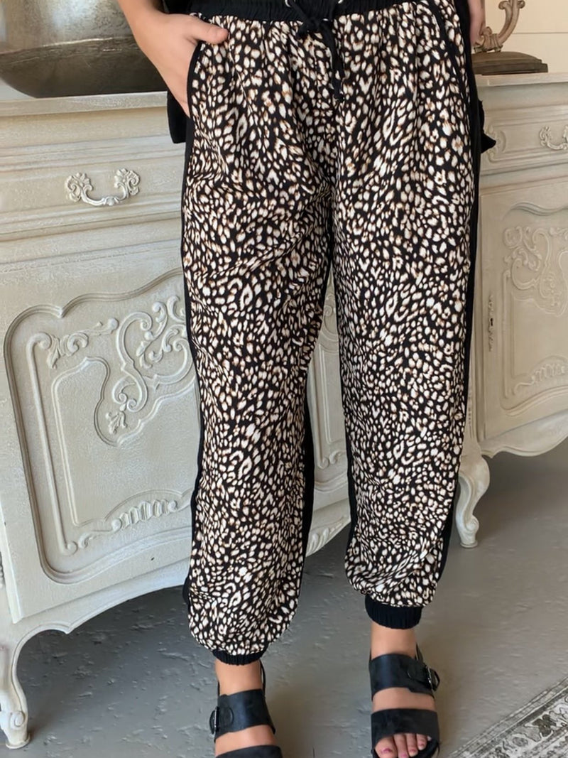 Women's Pants Leopard Print Stitching Harlan Casual Trousers
