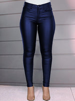 Women's Pants Pu Leather Casual Solid Color Pants