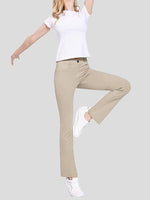 Women's Pants Solid Stretch Pocket High Waist Casual Flared Pants