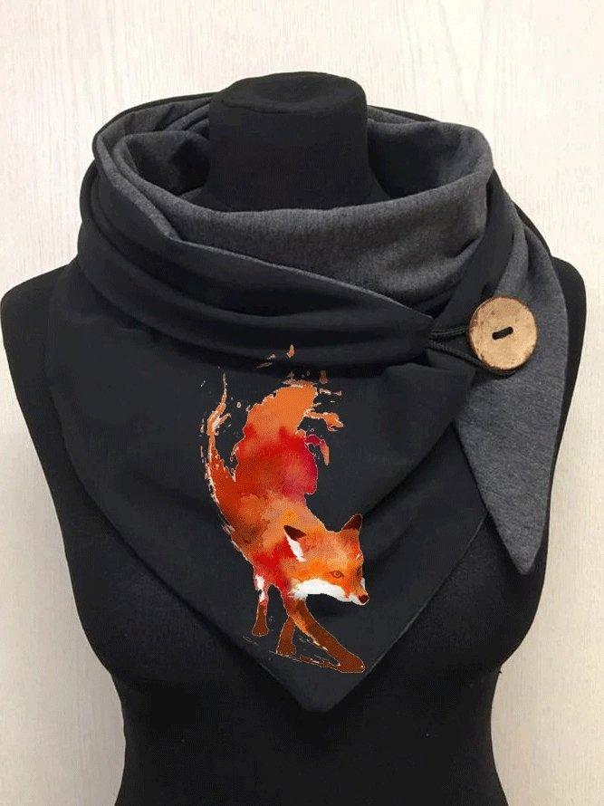 Women's Scarfs Firefox Print Warm Buttoned Scarf