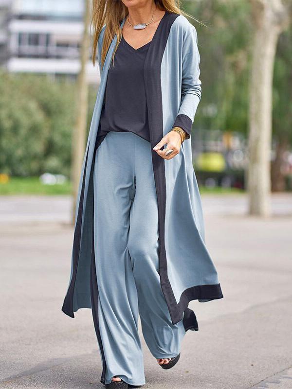Women's Sets Casual Cardigan Sling Straight Pants Three-Piece Suit
