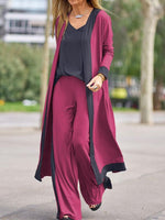 Women's Sets Casual Cardigan Sling Straight Pants Three-Piece Suit